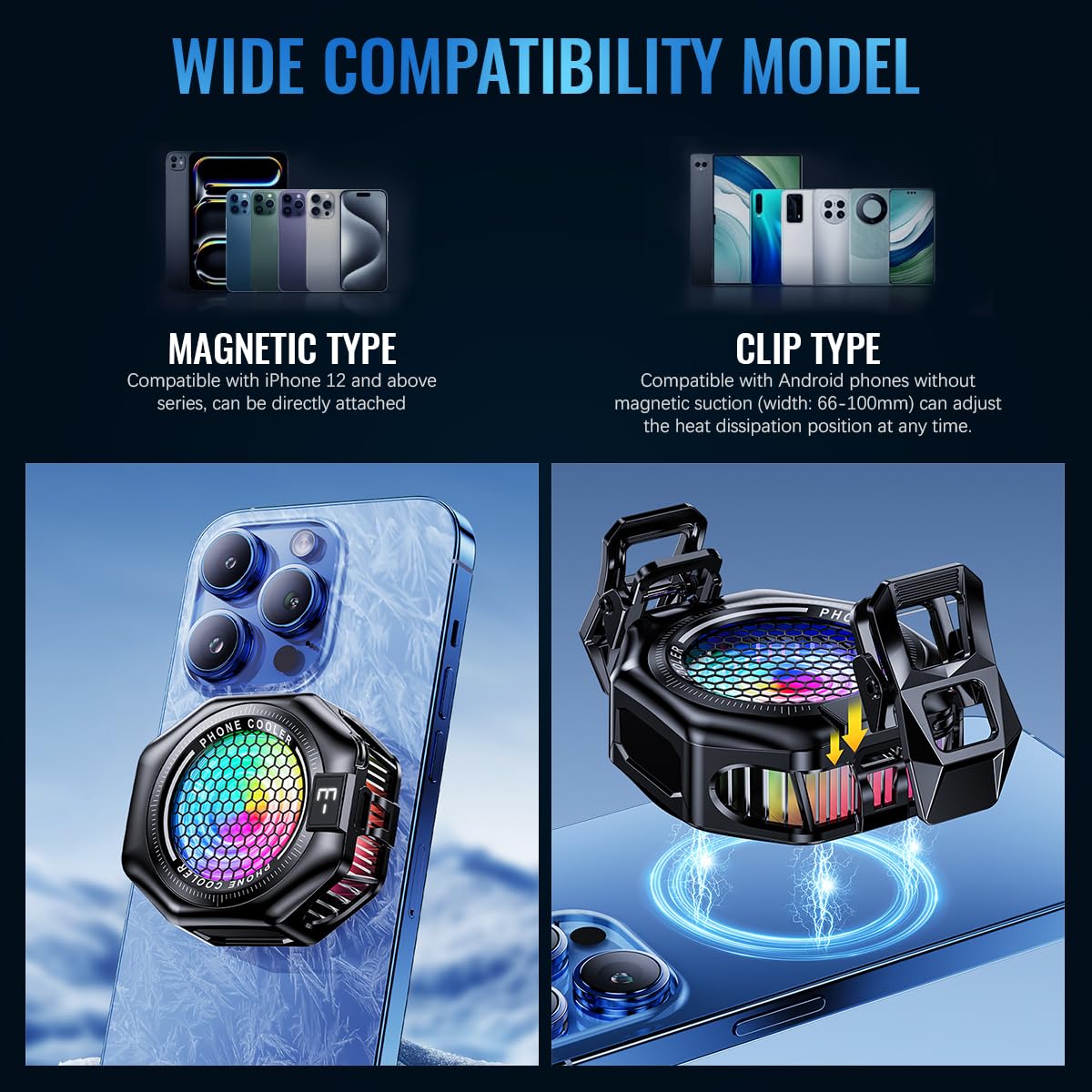 ZORBES Phone Cooler for Gaming with 3 Cooling Levels featuring Semiconductor Chip and RGB Lighting