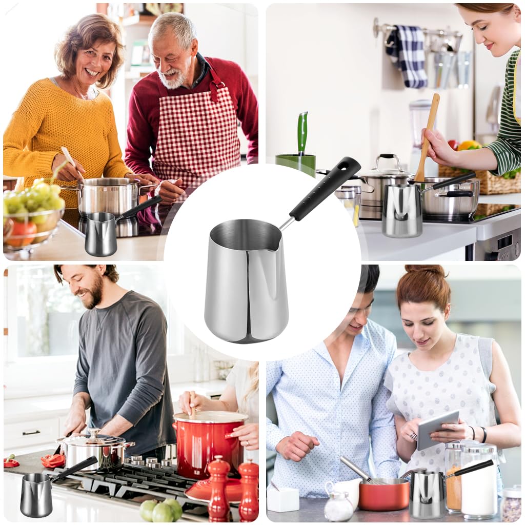 Supvox Milk Frothing Pitcher for Latte Art with Anti-Scald Handle and V Spout | 600ml Stainless Steel