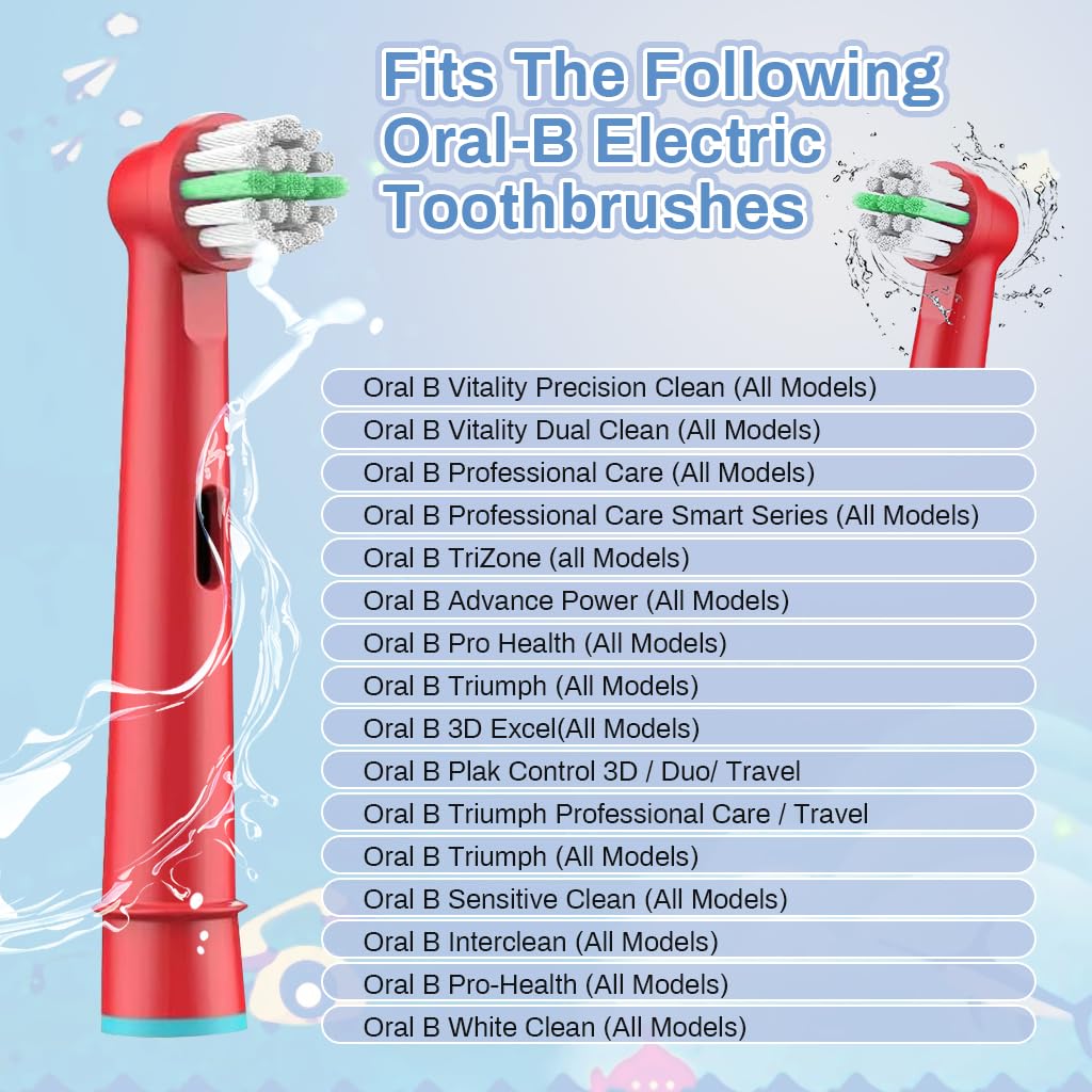MAYCREATE Kids Toothbrush Heads 4 Pack Compatible with Oral B Electric Models | Colorful Design for Children