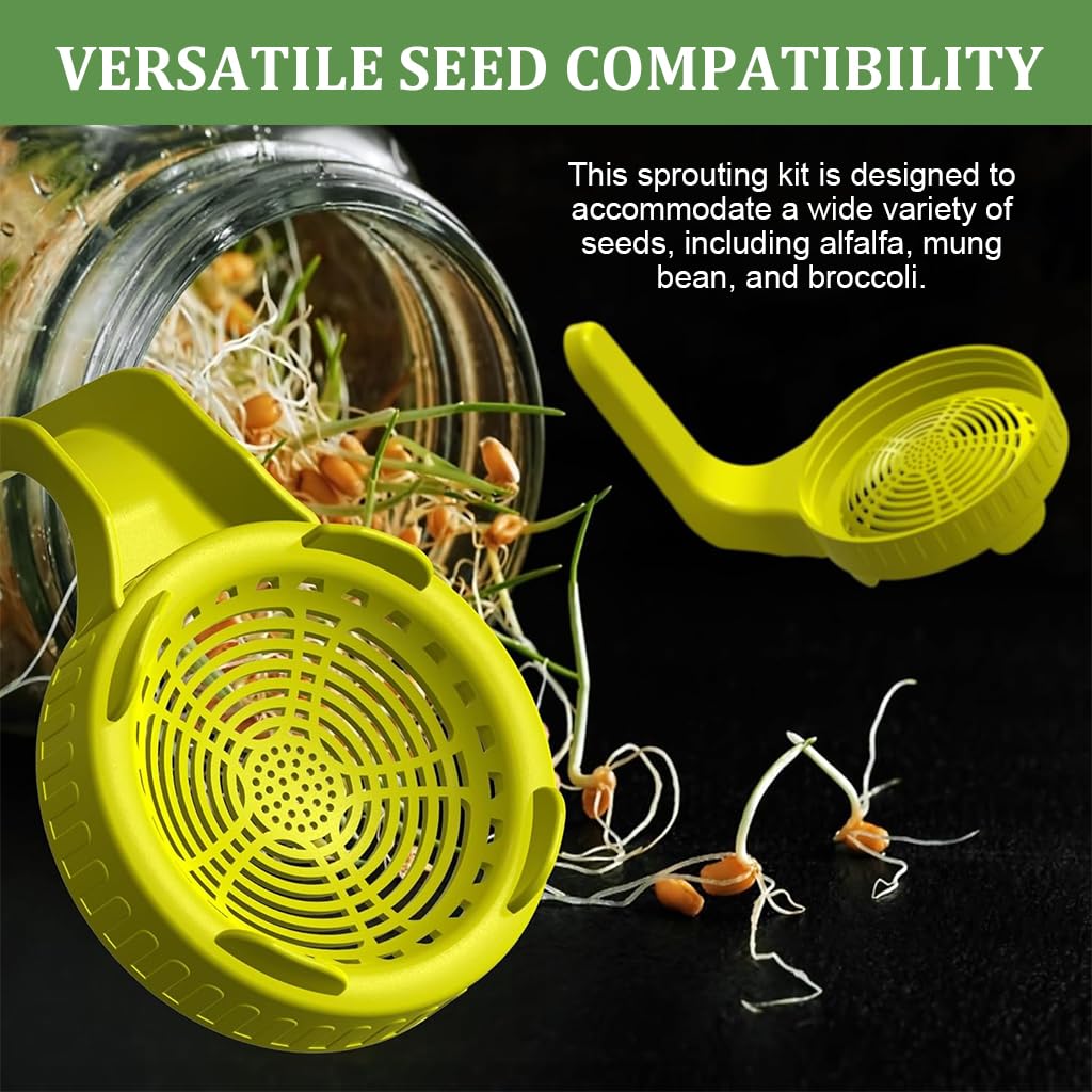 HASTHIP Sprouting Mason Jar for Homemade Edible Seeds with 32 oz Glass Body and Ventilated Mesh Lid | Includes PP Handle
