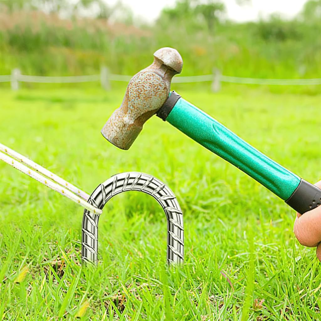 HASTHIP Garden Stakes for Landscape Fabric and Camping | 6 Pcs 11.8 in Galvanized Steel