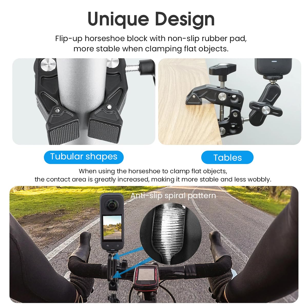 ZORBES Camera Clamp for Tripods and Desks with 360° Dual Ballhead Arm and Aluminum Alloy Build | 0.6–2.4 in Grip Range