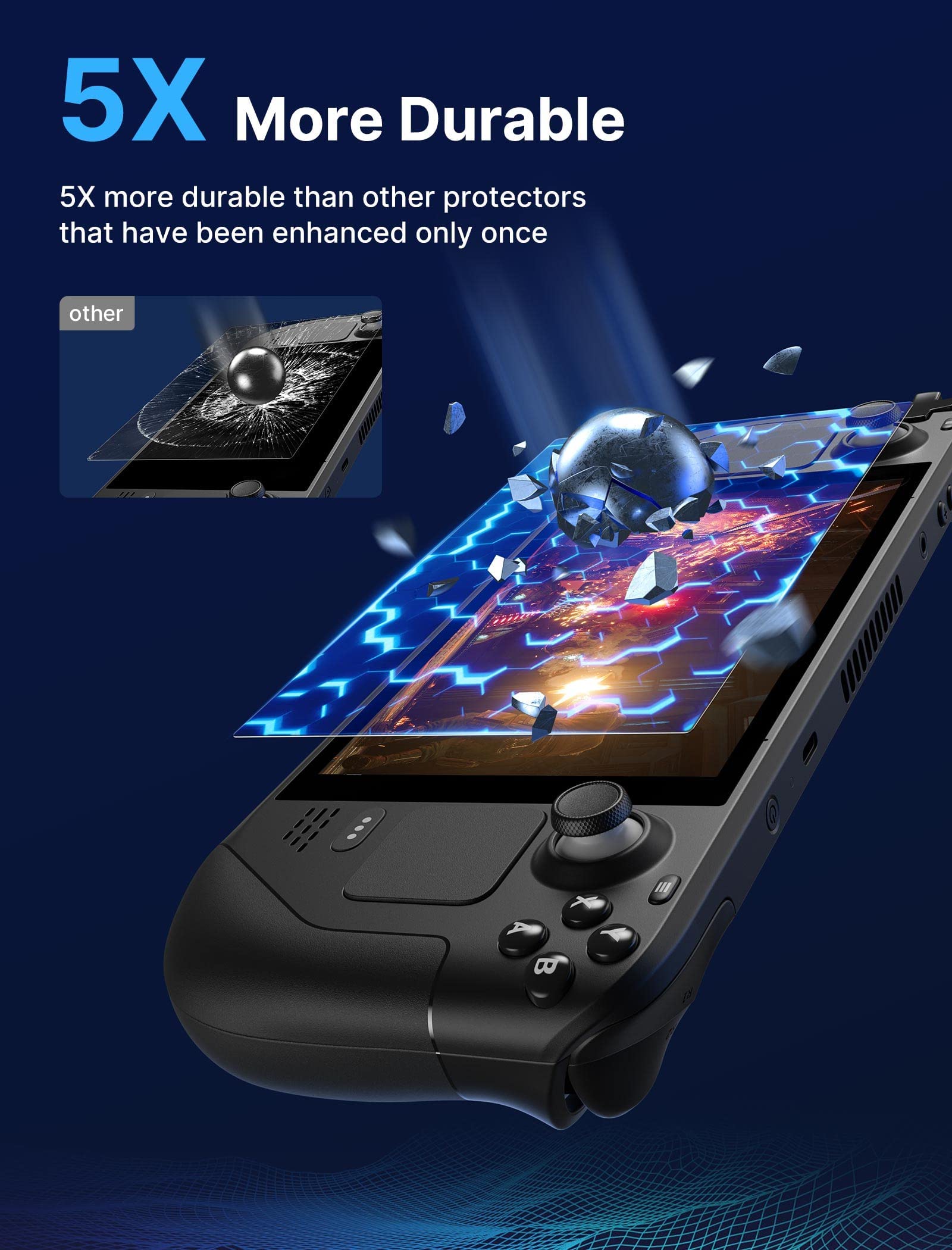 JSAUX Steam Deck Screen Protector 2 Pack with 9H Tempered Glass and Guiding Frame | Scratch Resistant Full Coverage 7 Inch