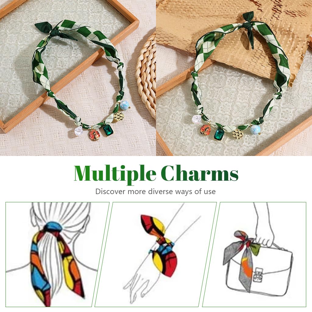 SANNIDHI Fashion Neck Scarf Charm Necklace for Women with Colorful Gem Ornaments | Silk‑Feel Retro Accessory