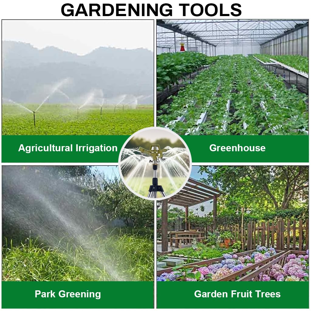 ORTIZA Garden Water Sprinkler for Lawn and Flower Bed with 64–94cm Adjustable Tripod | Zinc Alloy Stainless Steel 360° Irrigation System