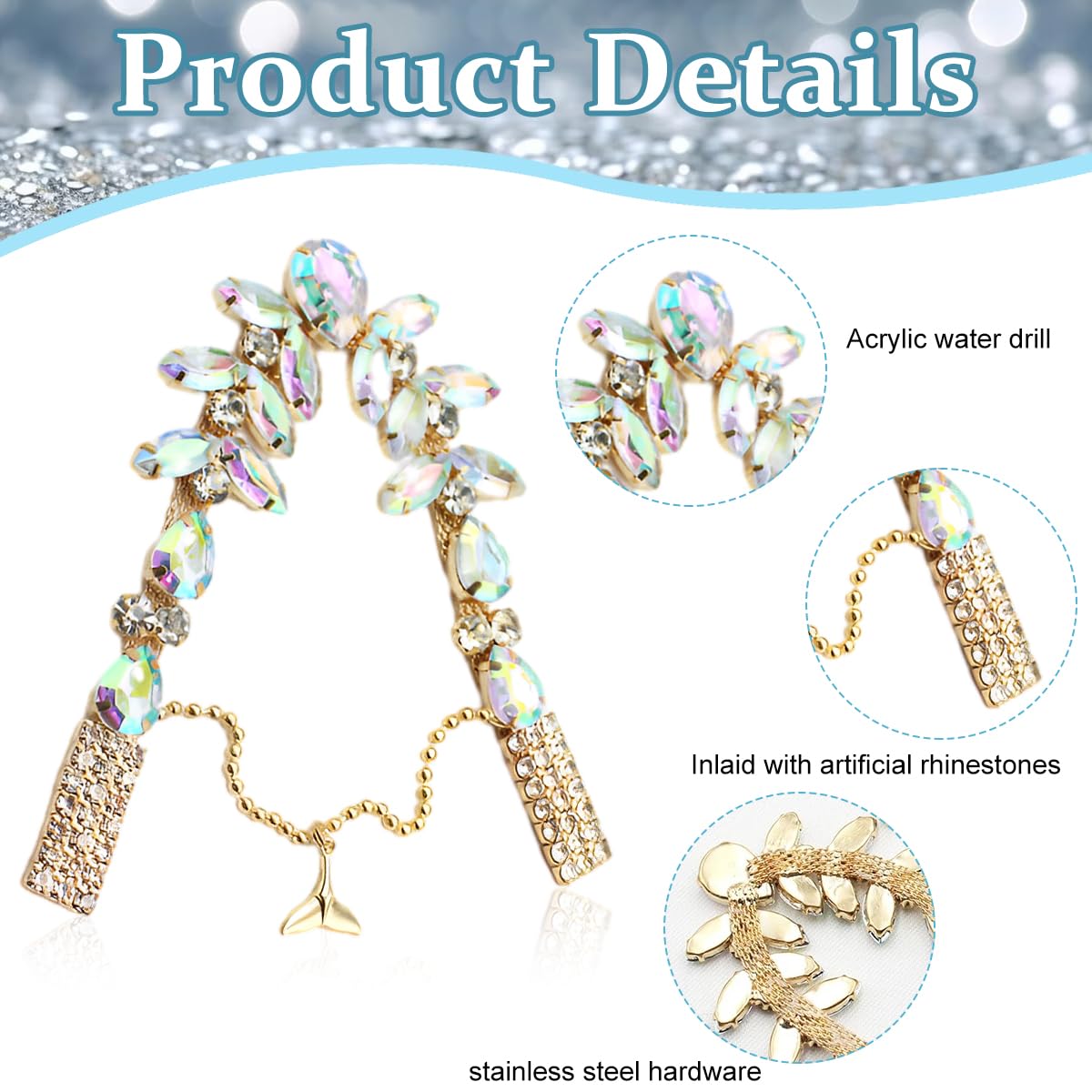 HASTHIP Flip Flop Charm for DIY Sandal Decoration featuring 11cm Chain Style & Alloy Rhinestone