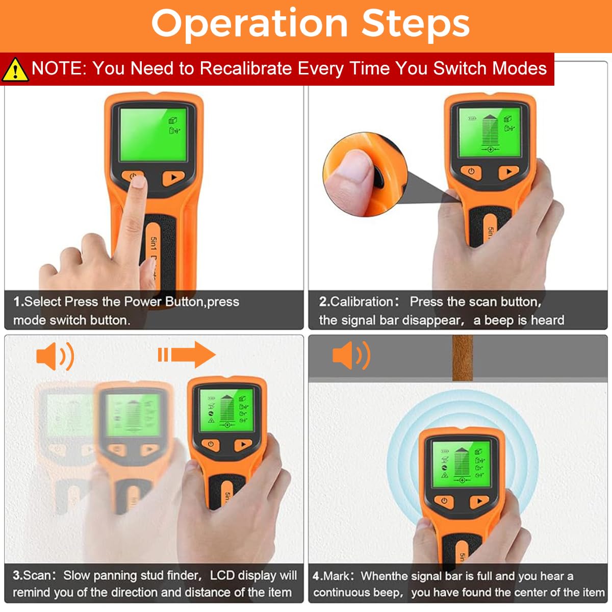 Serplex Stud Finder for Home Renovation with 5 Detection Modes and Auto Calibration | LCD Display