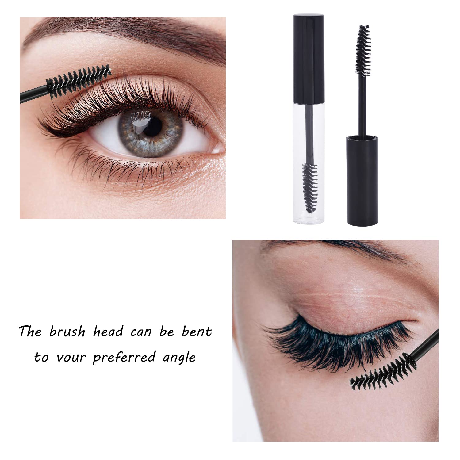 MAYCREATE Empty Mascara Tube Set for DIY Cosmetics with Spiral Brush and Funnels 10ml | PETG Travel Bottles
