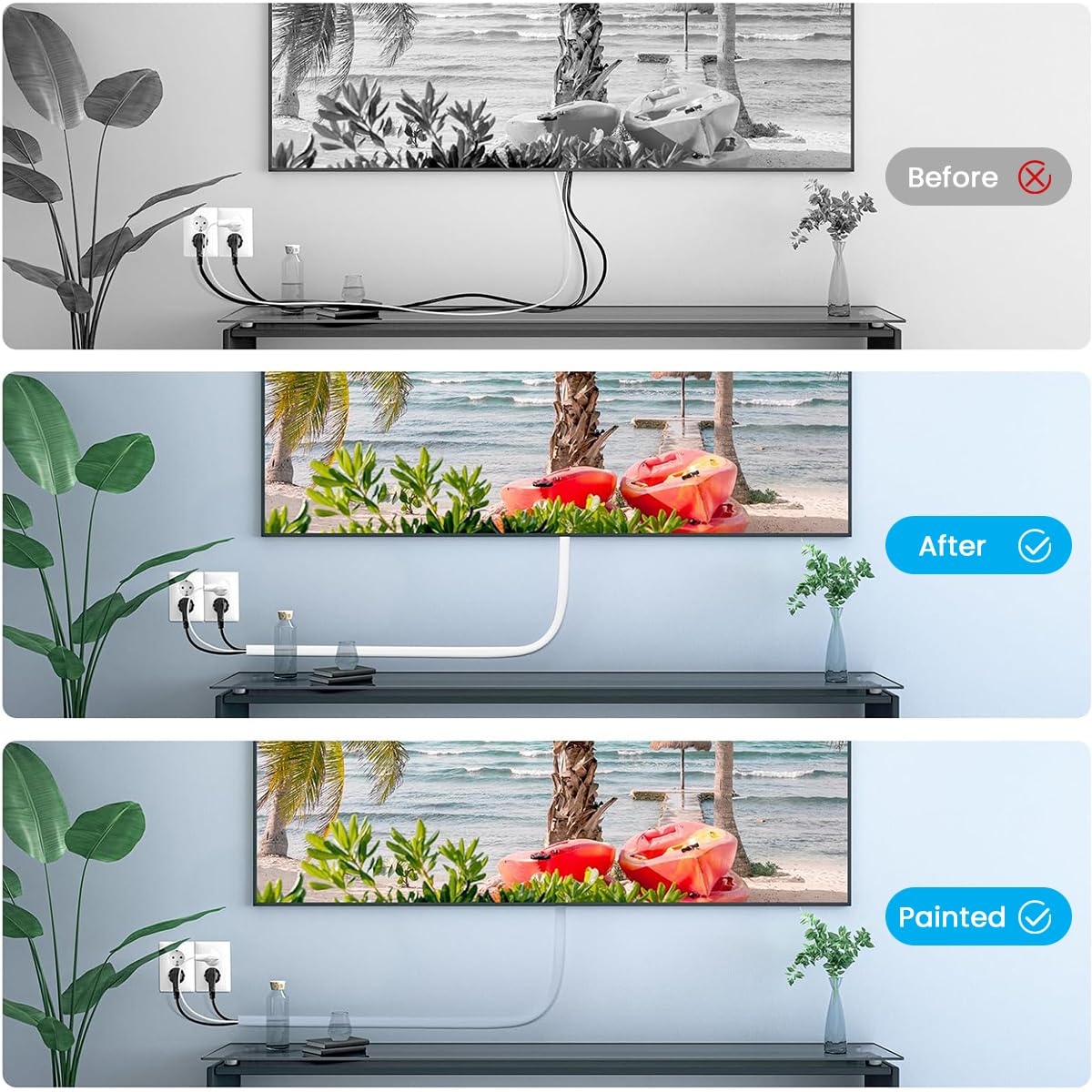 Serplex Cord Hider for Home and Office with 2 x 6.6ft Cuttable Self-Adhesive PVC Cover | Tangle-Free Cable Organizer