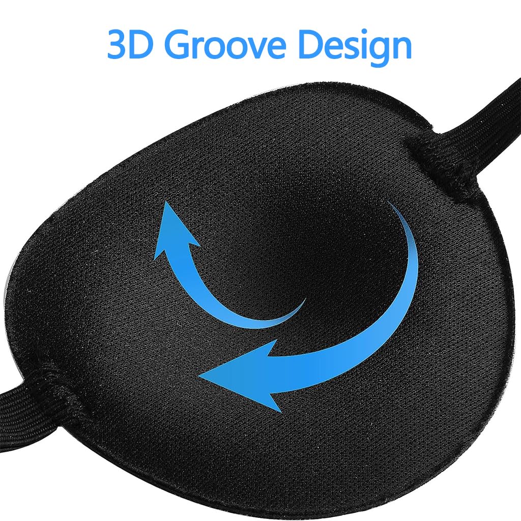 Zibuyu One Eye Mask for Amblyopia and Strabismus with 3D Concave Design 32–65 cm Adjustable Straps | Reusable for Kids and Adults