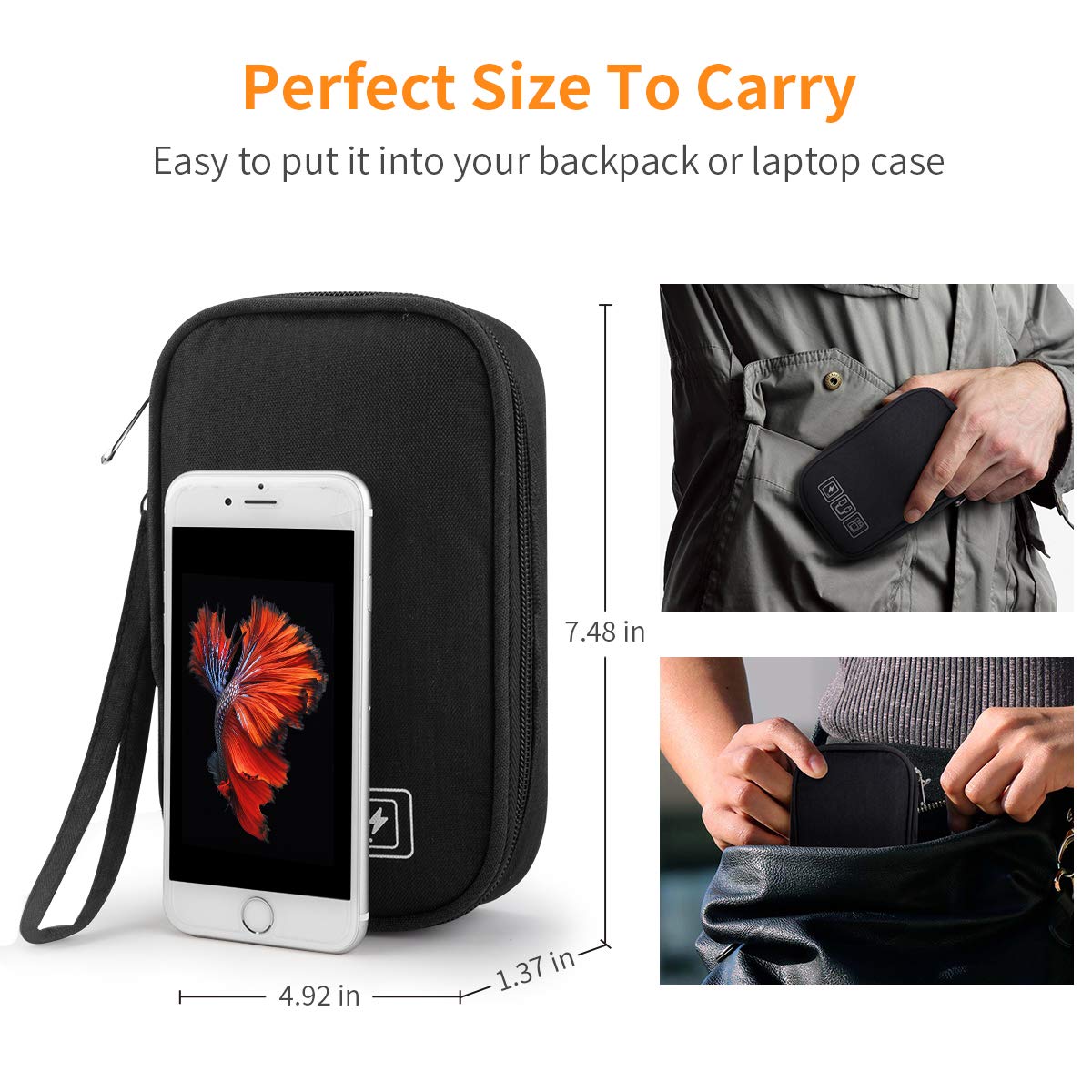 Electronics Accessories Organizer Bag for Travel with Triple Layer Storage and Waterproof Nylon