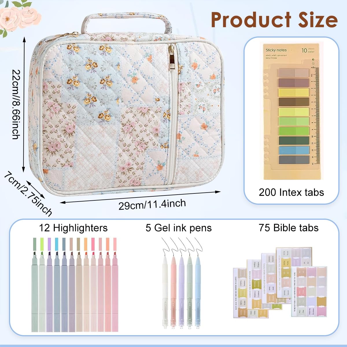 Climberty Bible Cover for Women with Padded Protection and Floral Design | Includes Markers