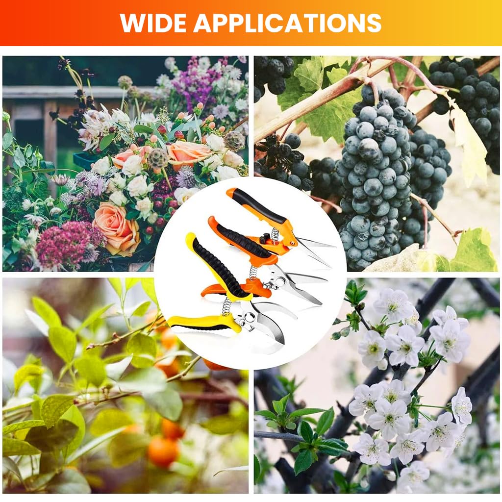 Supvox Gardening Scissor Set for Home Garden with 3Pcs 20cm Stainless Steel Shears | Plant Pruning Tools