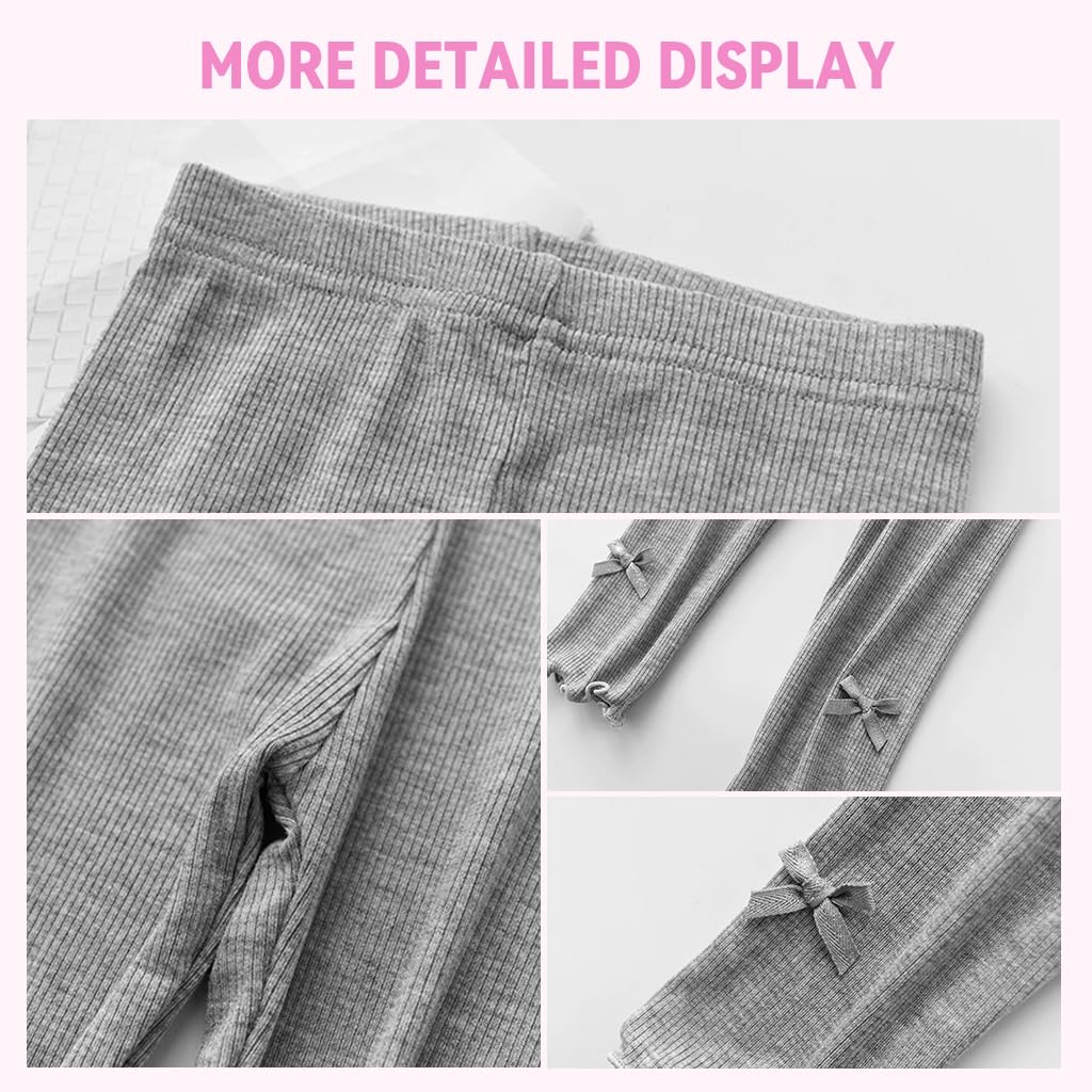SNOWIE SOFT Modal 3/4 Pants for Girls with Elastic Waist and Decorative Bow | Grey 140cm