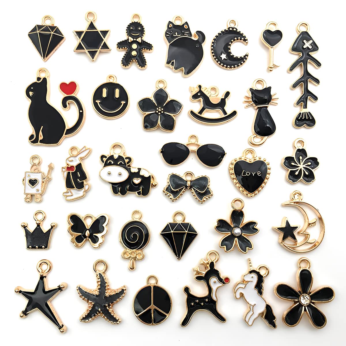 MAYCREATE® Metal Palay 30Pcs Enamel Charms For Jewellery Making Assorted Gold Plated Charms Pendants Bracelet Charms Kit For Diy Earrings Necklace Jewelry Making And Crafting Accessories