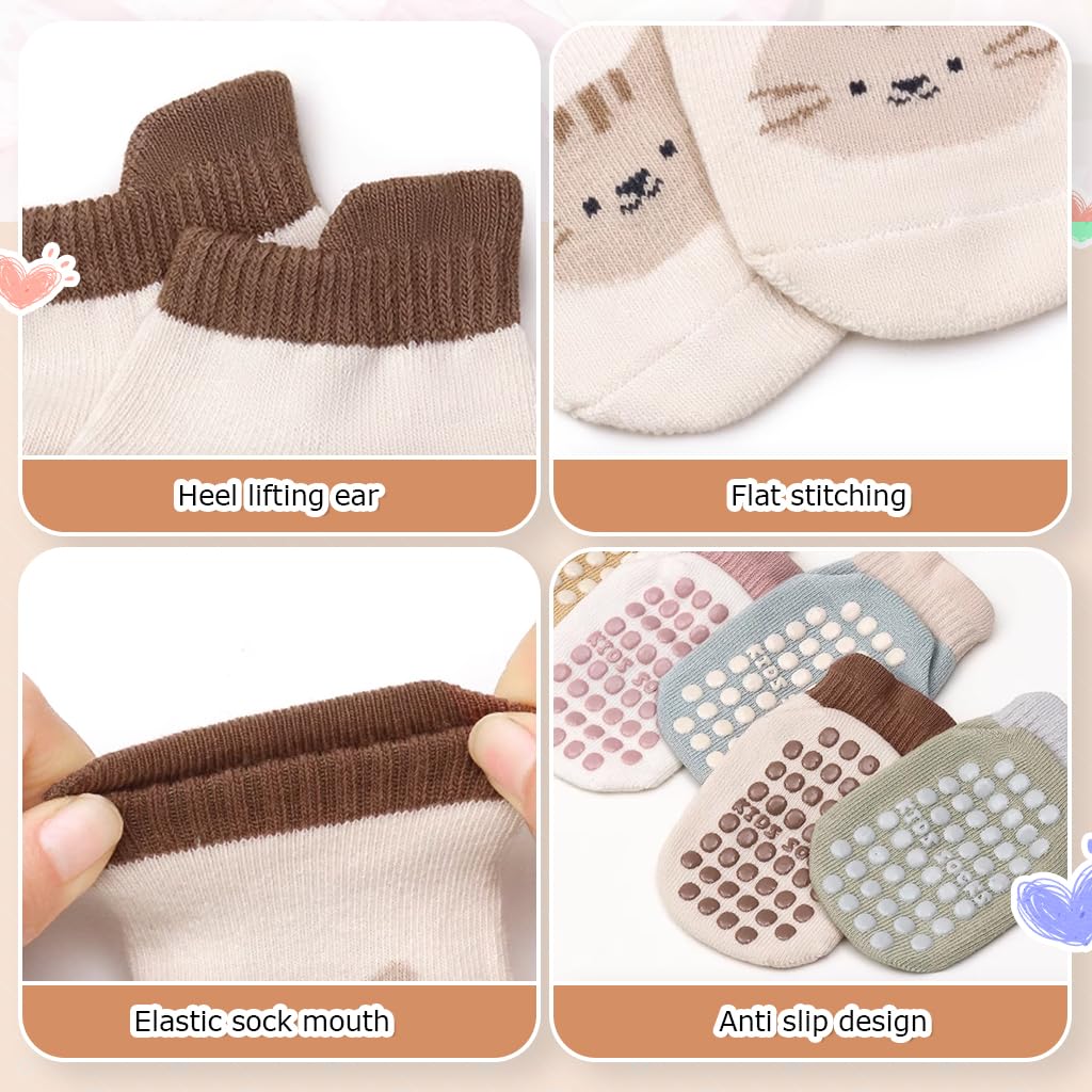 SNOWIE SOFT baby cartoon socks for 0–1 year | 6 pairs breathable cotton with anti skid soles