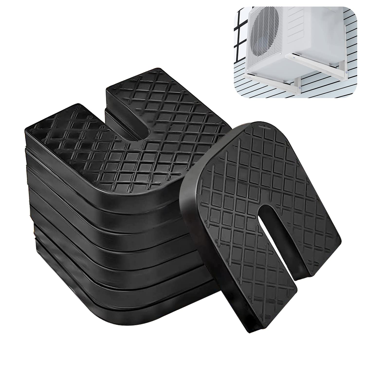 HASTHIP® 8 Packs Air Conditioner Shock Pad Anti Vibration Pads for Air Conditioning Condenser Outer Machine-Black