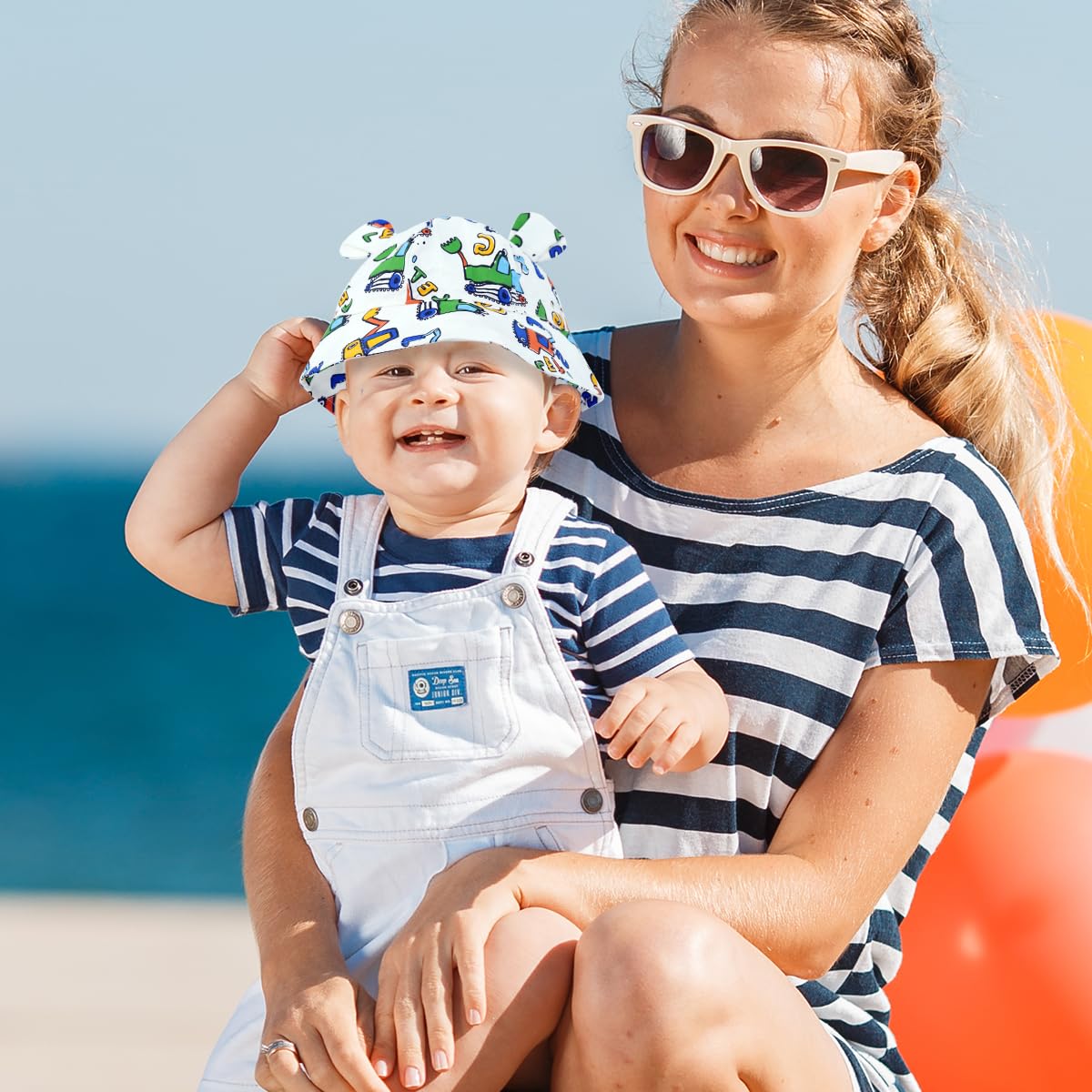 SNOWIE SOFT Sun Hat for Baby with UPF50+ Protection and Chin Strap | Reversible Cartoon Bucket Hat 46CM
