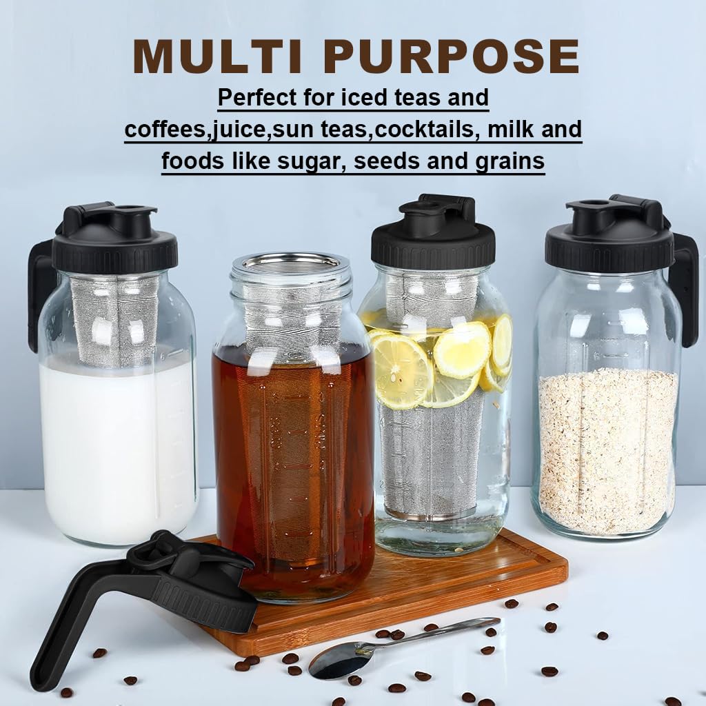 Supvox Cold Brew Coffee Maker 64oz with Stainless Steel Cone Filter and Leak Proof Lid