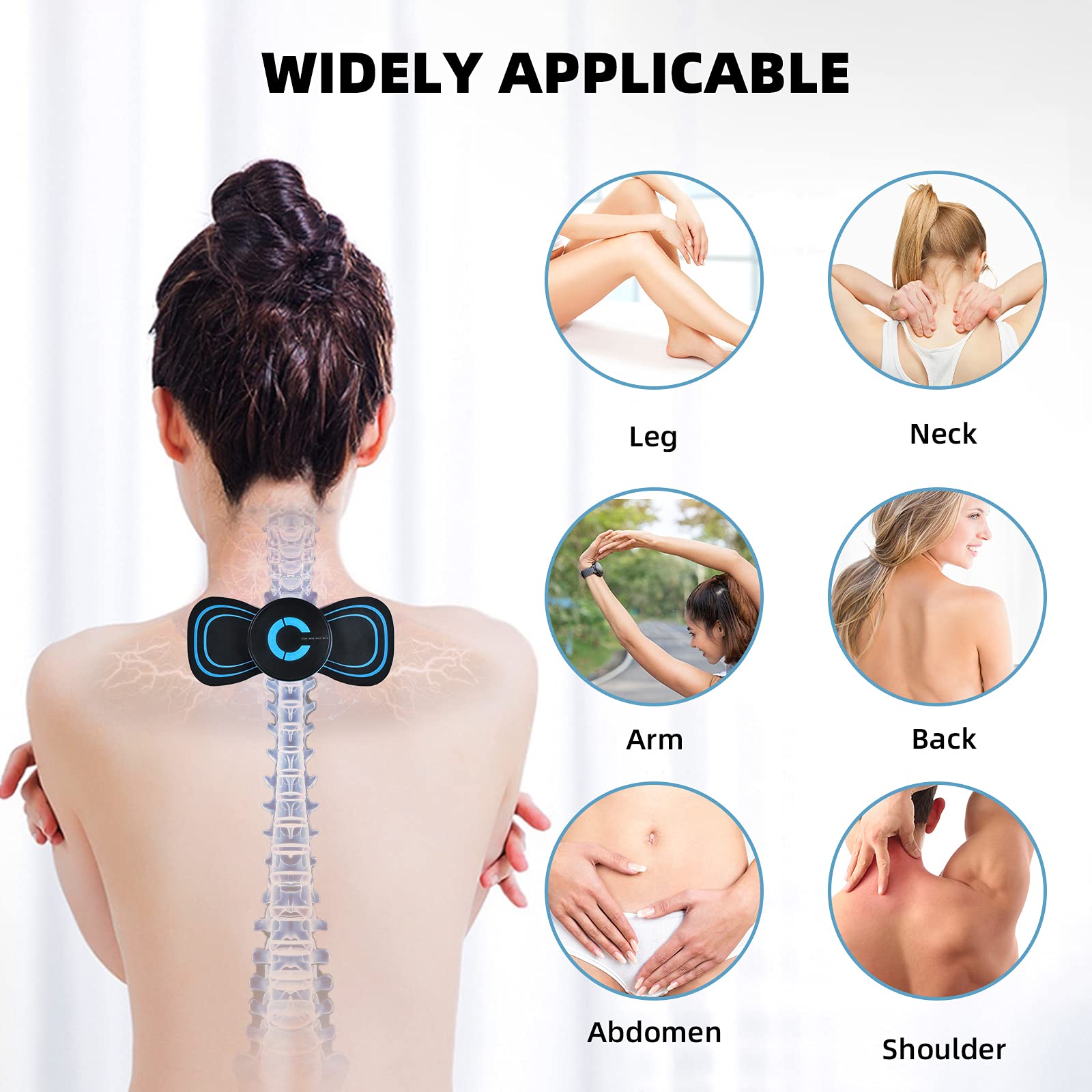 ELEPHANTBOAT Electric Massager for Whole Body with 6 Modes and 10 Strengths | Portable Relaxation Patch for Neck and Back