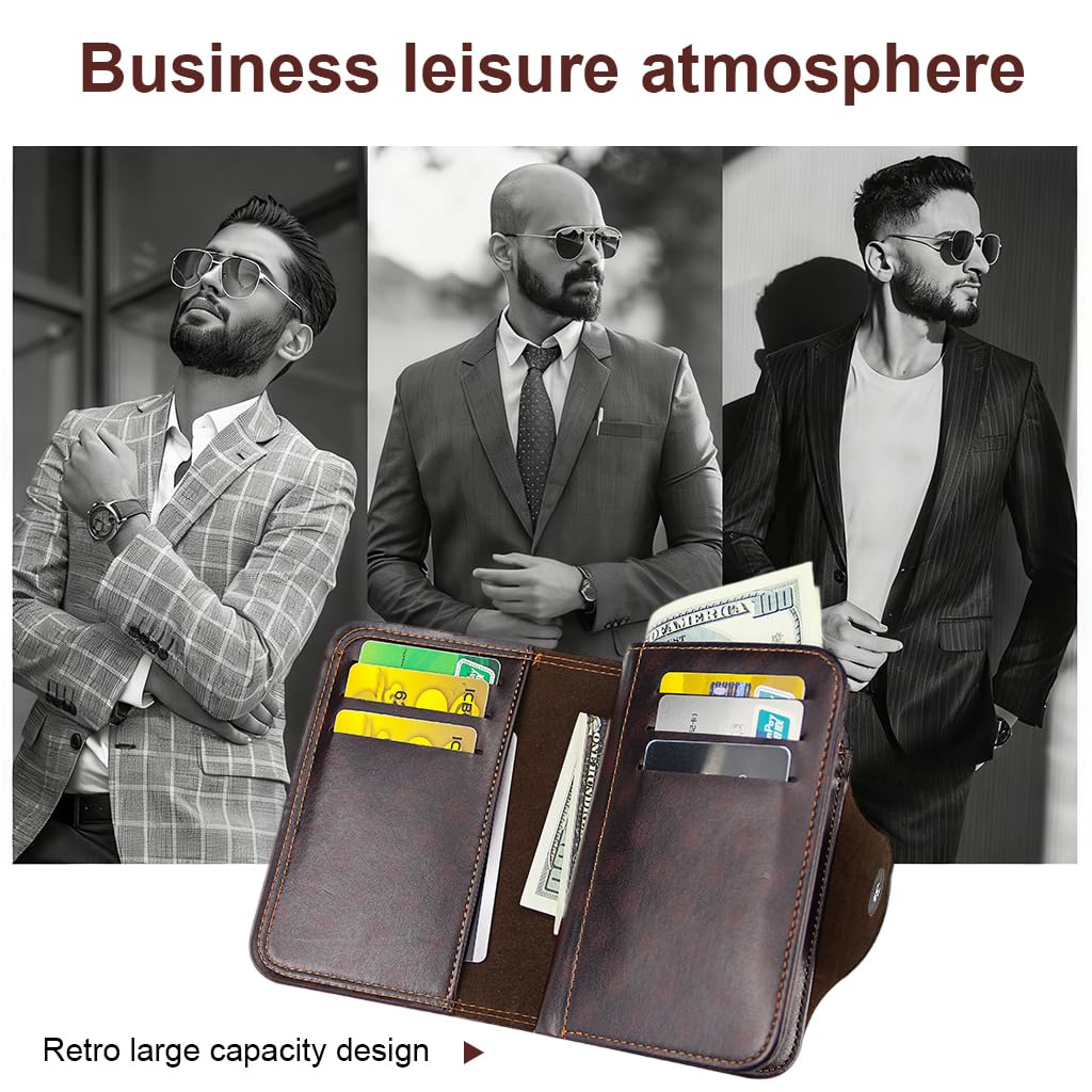 GUSTAVE Leather Wallet for Men with RFID Blocking featuring 10 Card Slots and Cash Binder