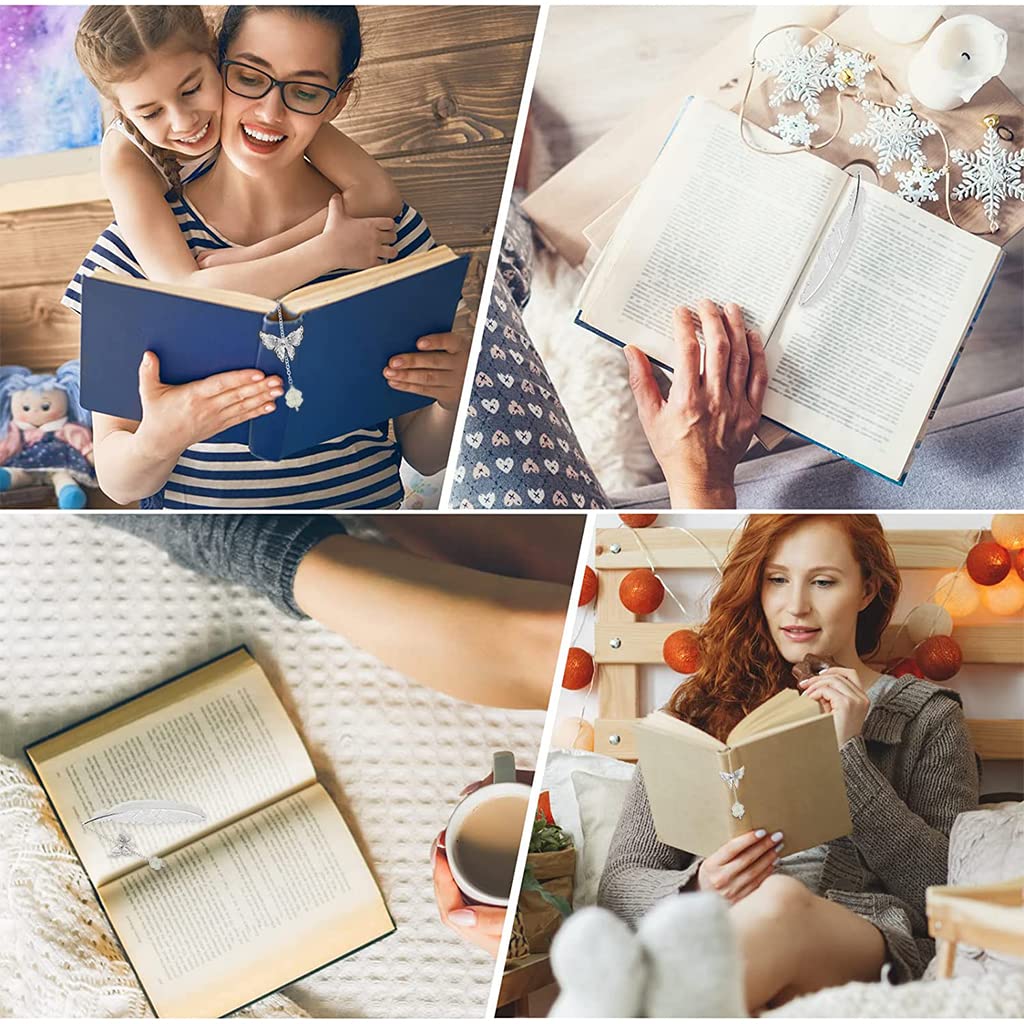 HASTHIP Metal Feather Bookmark for Books with Glow in the Dark Butterfly | 11.5 cm Zinc Alloy Gift