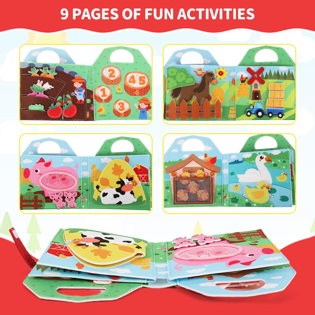 SNOWIE SOFT Busy Board for Toddlers with Finger Puppets and Felt Pages | Montessori Travel Toy