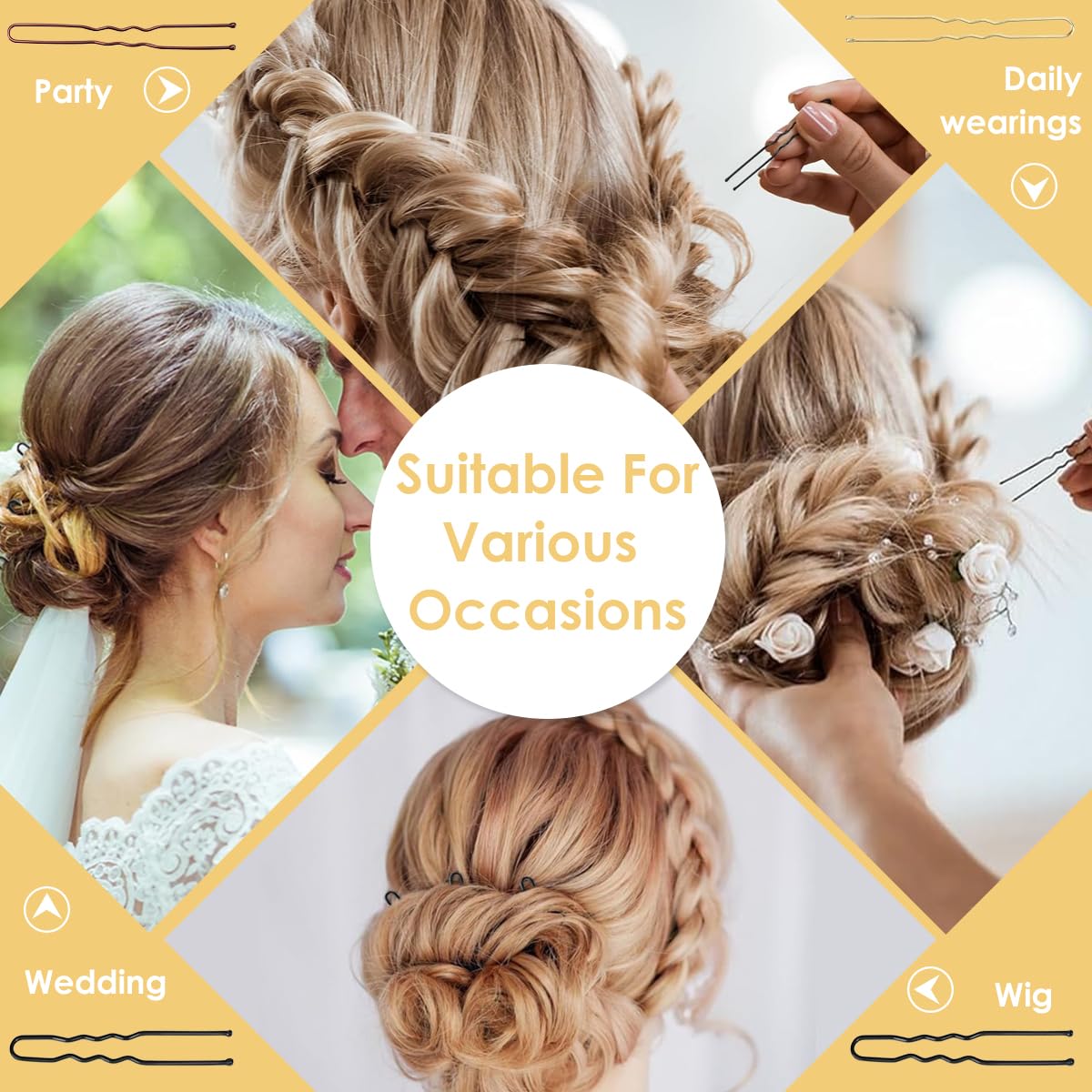 MAYCREATE Hair Pin Kit for Stylish Updos with 150 U Pins & 100 Elastics | Storage Box