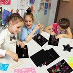 PATPAT® DIY Art Paint Scratch-off Rainbow Art Paper Painting Kit Kids DIY Art Painting Kit No Paints Art Scratching Magic Paper DIY Rainbow Scratching Paper with Templates & Scratching Wood Stick