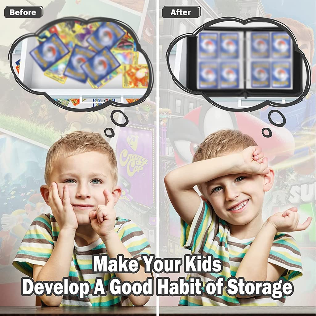 PATPAT Card Binder for Trading Card Collection with Zipper Closure and 400 Slot Capacity | Waterproof PU Leather Case for Kids and Card Enthusiasts