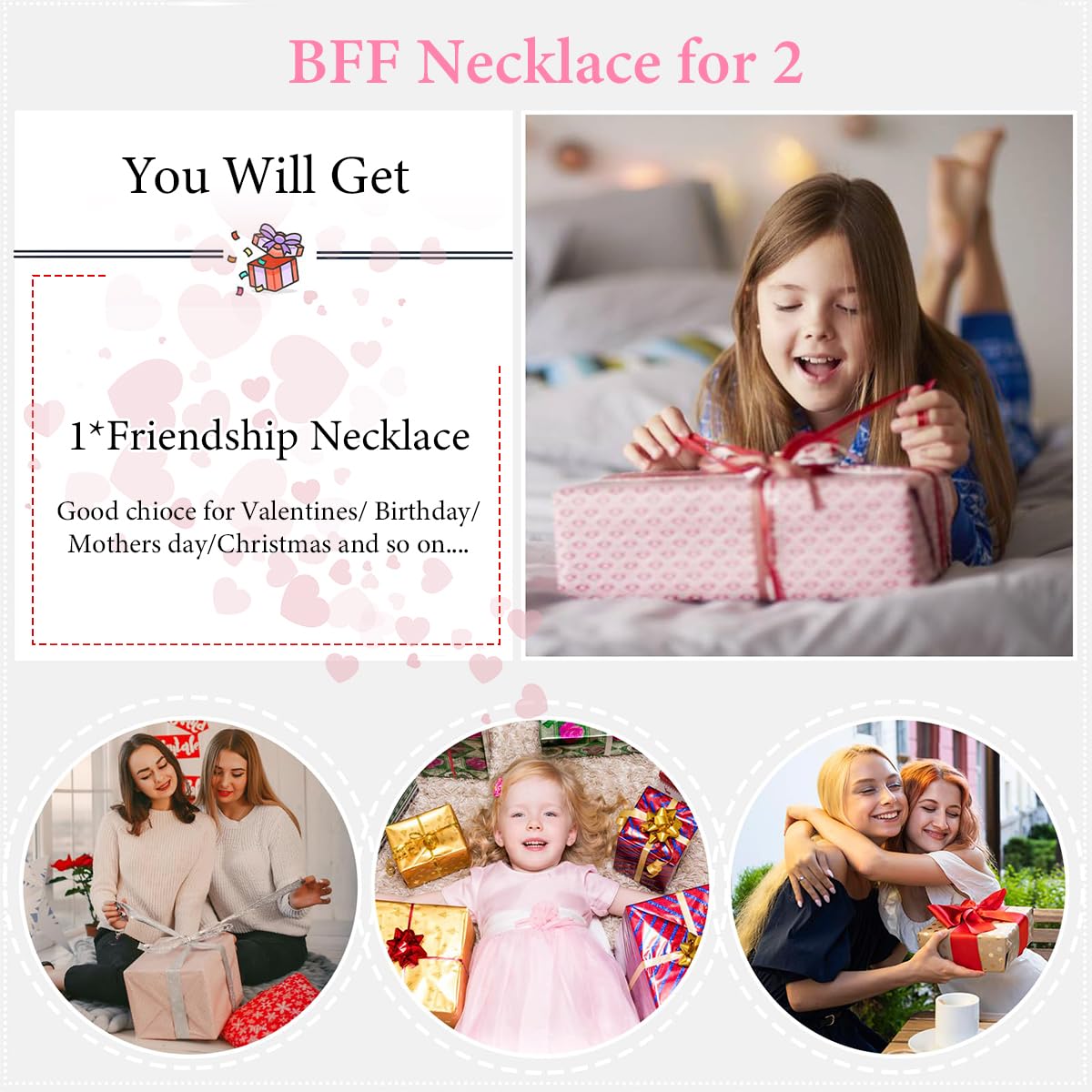 SANNIDHI Kids Friendship Necklace with Magnetic Heart Enamel Elephant Charms | Gift for 2 Girls