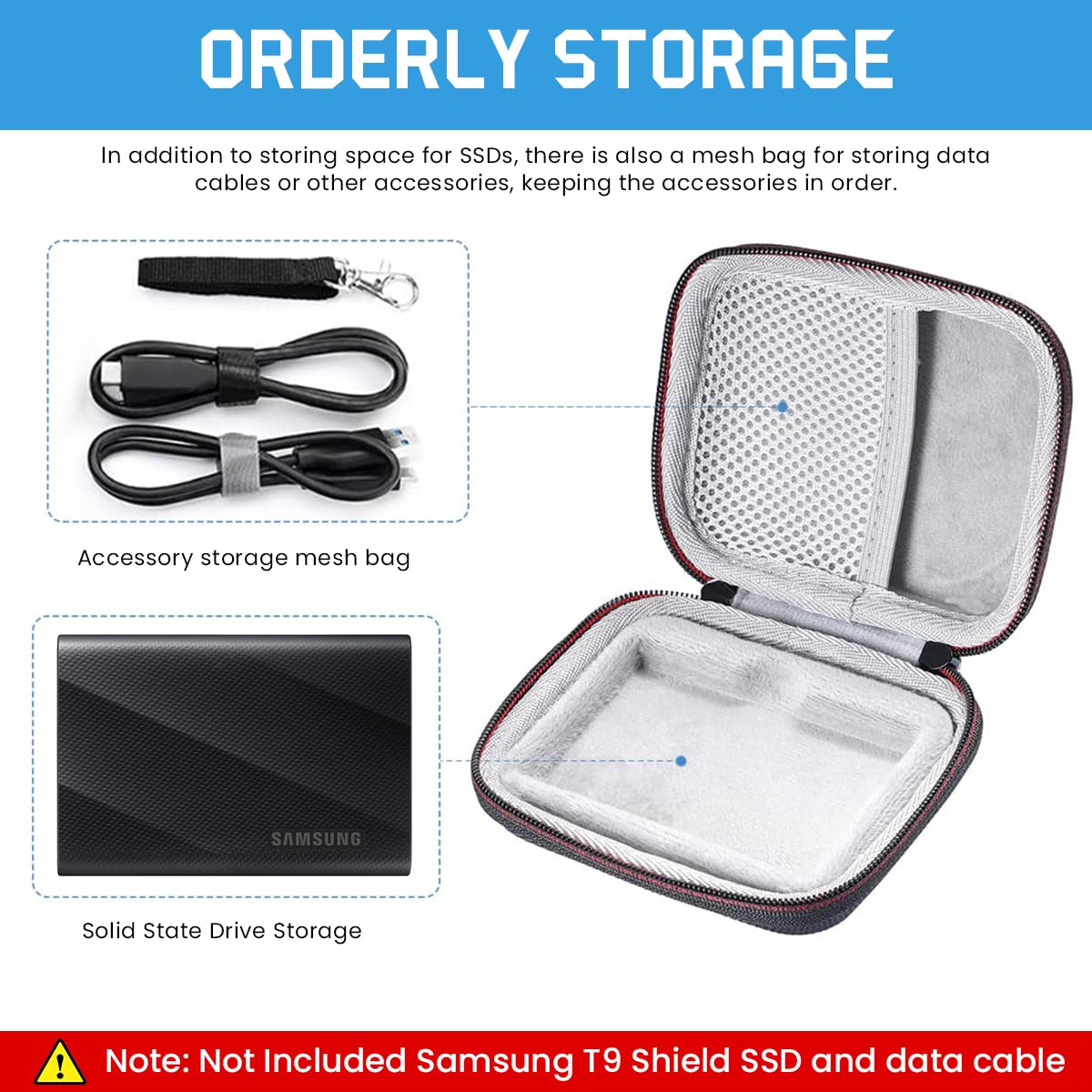 Zeitel Hard Carrying Case for Samsung T9 SSD featuring EVA Waterproof Shell | 2PCS Black