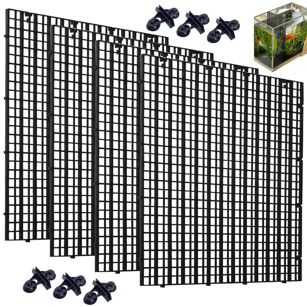 Qpets Fish Tank Dividers Kit for Aquariums with 4 Suction Cups and 30x30 cm Mesh PP Panels | Safe Separation for Fish Turtles and Lizards
