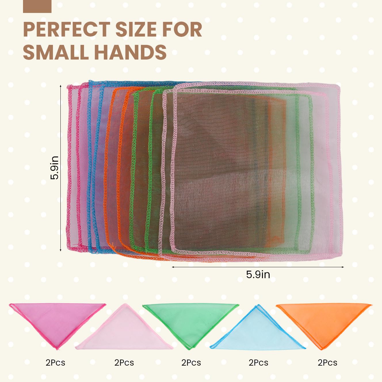 PATPAT Montessori Toys Play Silks for Early Sensory Development with 10 Pcs 15x15cm Color Scarves