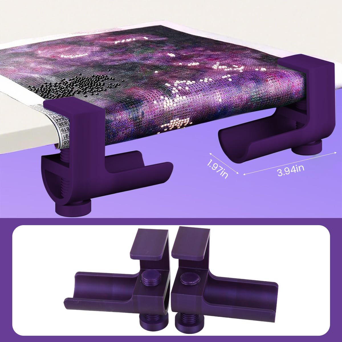 HASTHIP Desk Mounted Canvas Holder Kit for Diamond Painting with Adjustable Anti Crease Grips