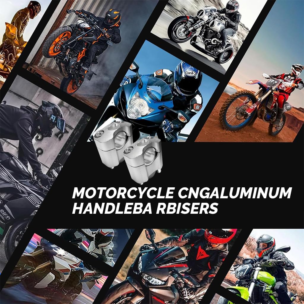 STHIRA Motorcycle Handlebar Riser Kit for 7/8 in and 1 1/8 in Bars with Aluminum Alloy Mounts | Ergonomic Design for Enhanced Comfort