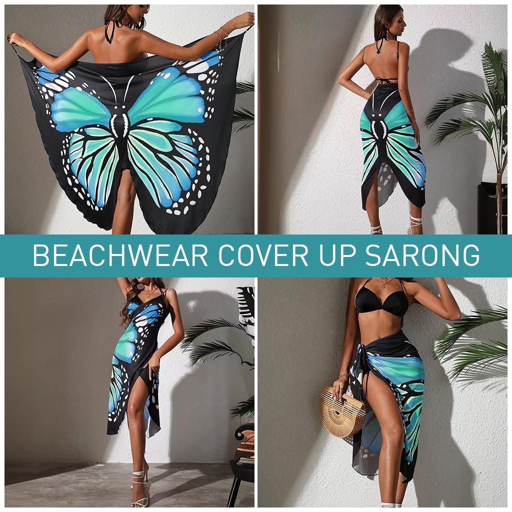 Venzina Beach Dress for Women featuring Butterfly Print and Adjustable Straps | Lightweight Silk Polyester Cover Up