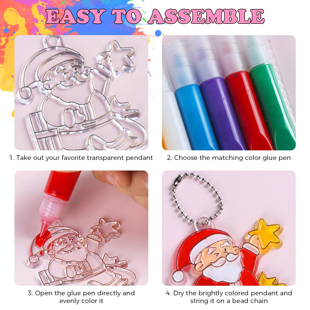 PATPAT DIY Glass Painting Kit for Kids & Adults with 6 Designs and Quick Dry Resin Glue