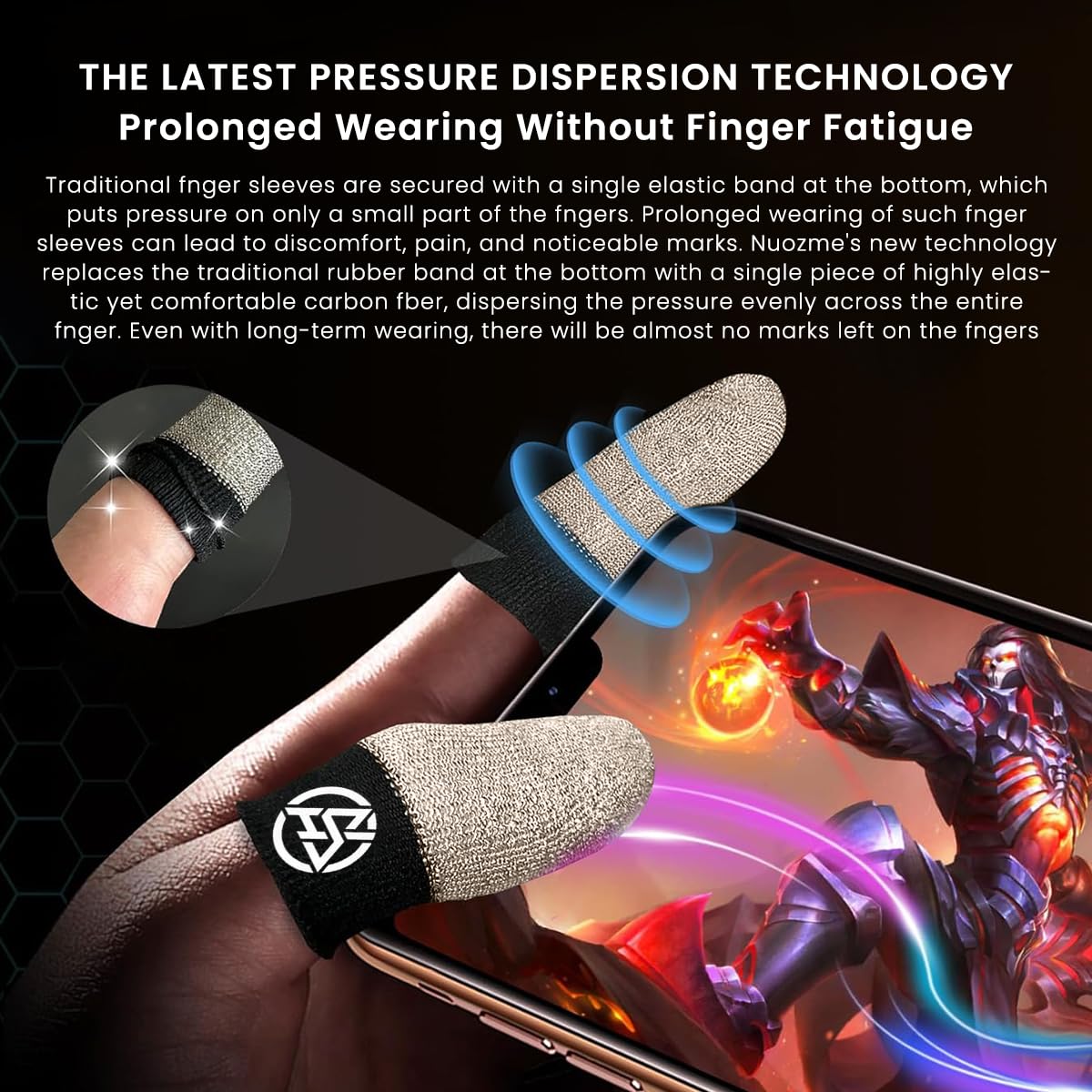 ZORBES Gaming Finger Sleeves for Mobile Game Control featuring Silver Fiber Sensitivity | 12PCS Pack