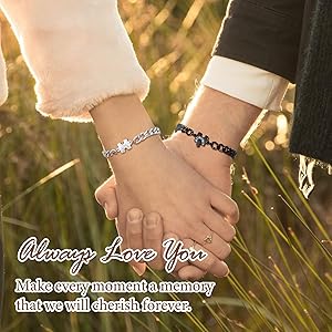 SANNIDHI® Matching Bracelets for Couples Long Distance Relationship Gifts Stainless Steel His & Hers Couple Bracelet With Puzzle-Heart Design for Anniversary, Birthday, Engagement