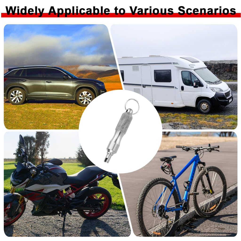 STHIRA Valve Core Removal Tool for Car, Bike and Motorcycle Tires with Ergonomic Grip | Compact Keyring Design