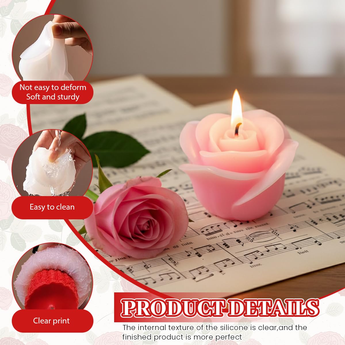 ZIBUYU Rose Flower Silicone Mould for Candle Soap and Resin Crafts | Flexible Food‑Safe Design