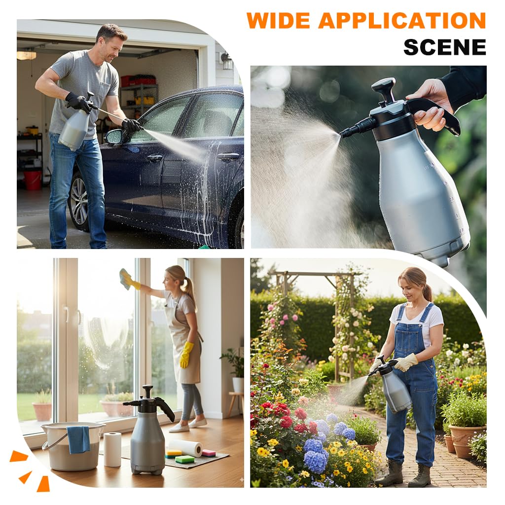 HASTHIP Pressure Sprayer for Plants and Cleaning with 2L Manual Pump | Push-Button Lock Handle