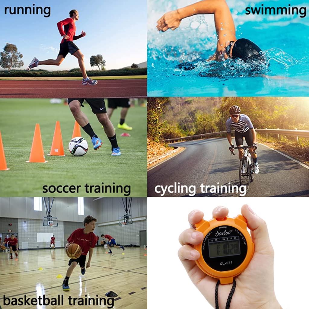 Optifit Digital Stopwatch Timer for Sports and Training with LCD Alarm Clock Display 3 PCS