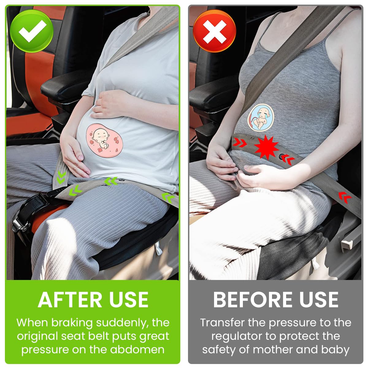 SNOWIE SOFT Car Seat Cover Adjuster for Pregnant Women with ABS Hook and Polyester Strap | Belly Pressure Relief and Easy Installation