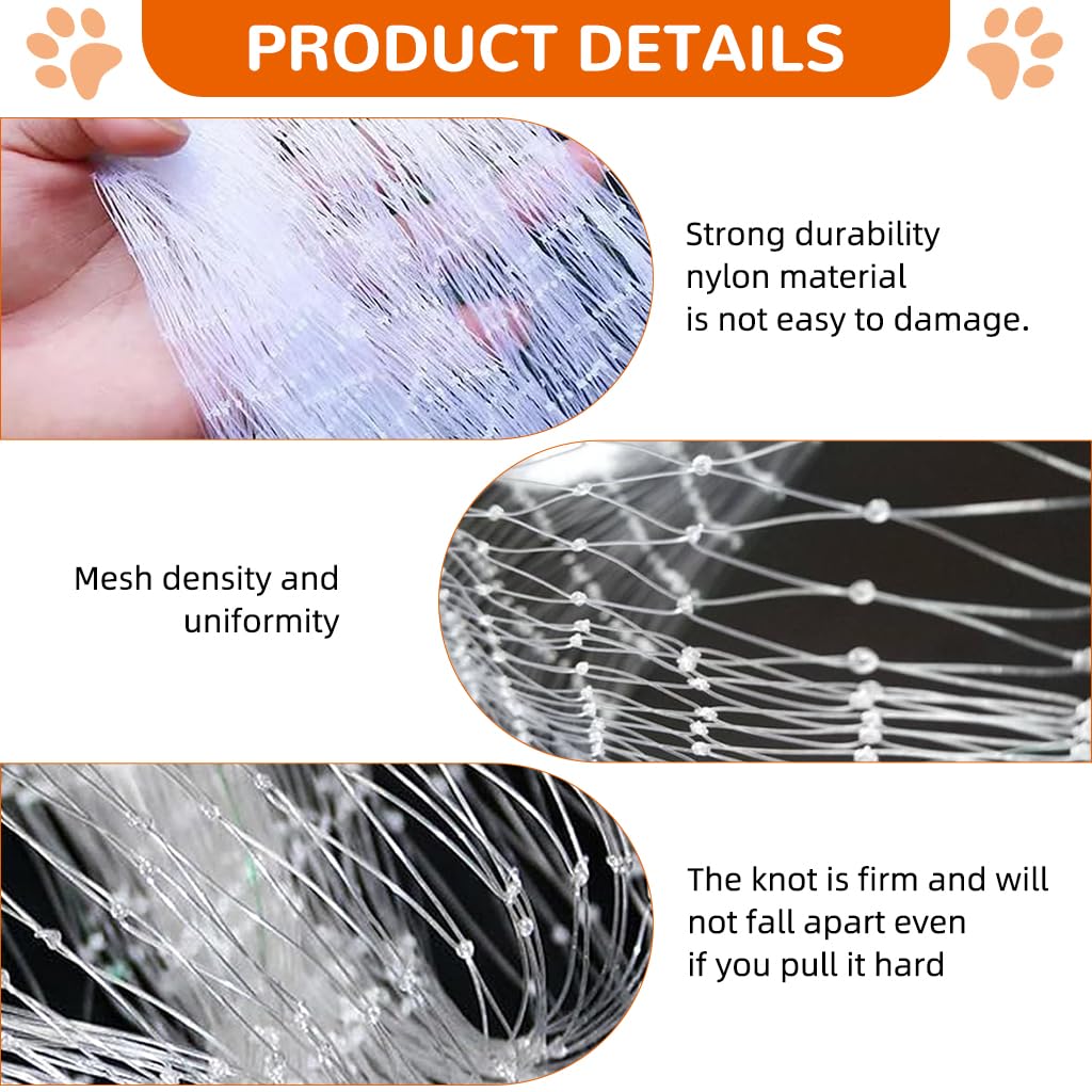 HASTHIP Pigeon Net for Balconies 32x10 ft with 25mm Holes featuring Knotted Nylon Mesh | Trim to Fit