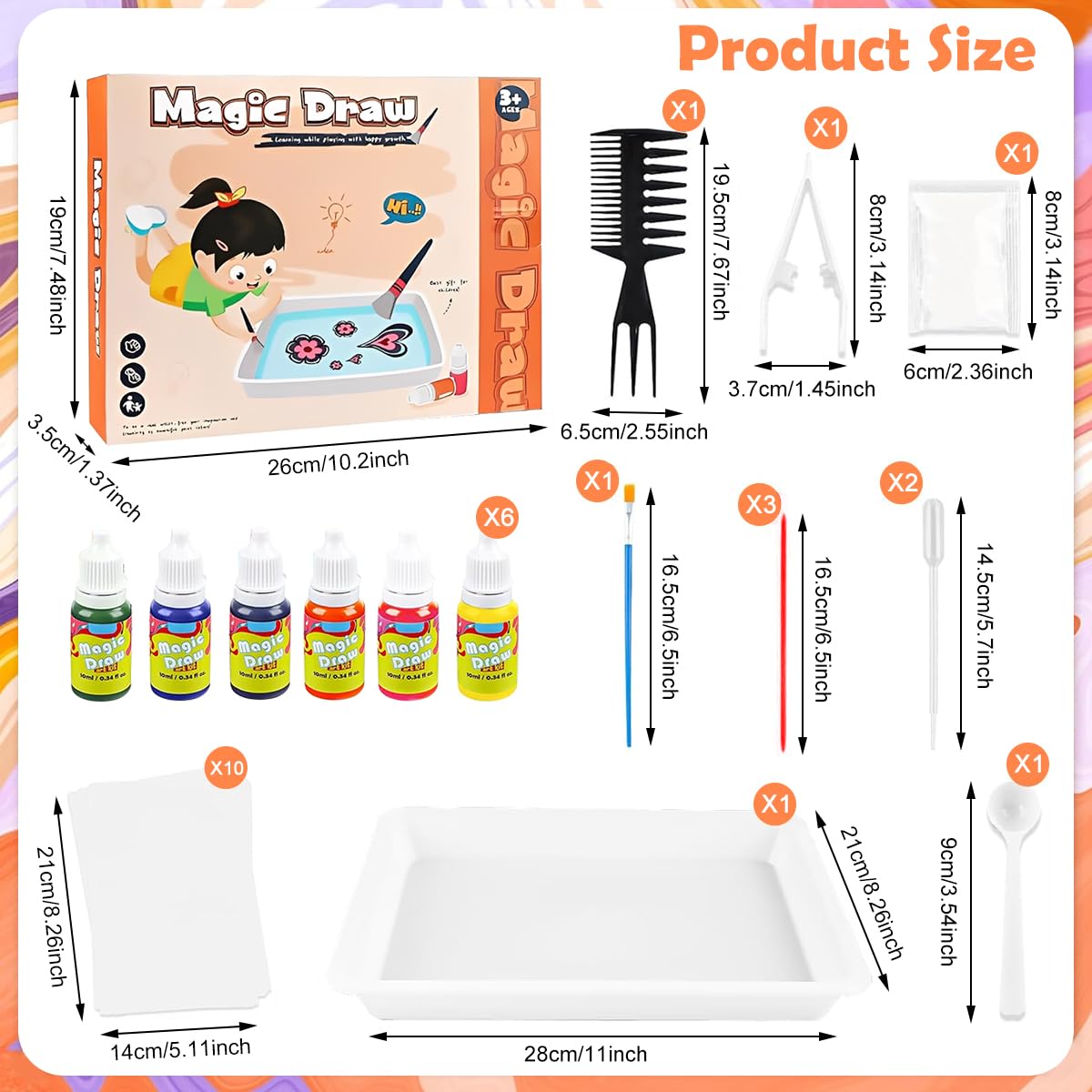 PATPAT Water Marbling Paint Kit for Kids Arts and Crafts | Creative Birthday Gift for Ages 3+