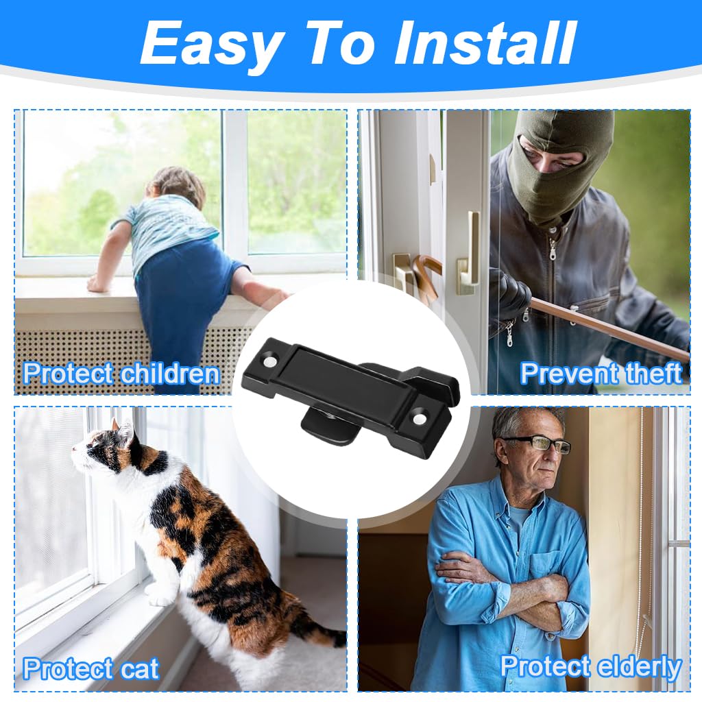 ZIBUYU Sliding Window Locks 3 Pack with Screws for Home Safety featuring Zinc Alloy Build | Child Proof Design