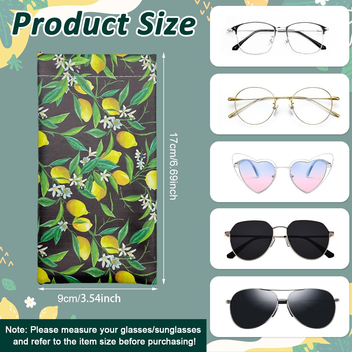 MAYCREATE Sunglasses Pouch 6PCS 182x95mm for Women Girls with Self Closing Design | Waterproof PU Storage Case