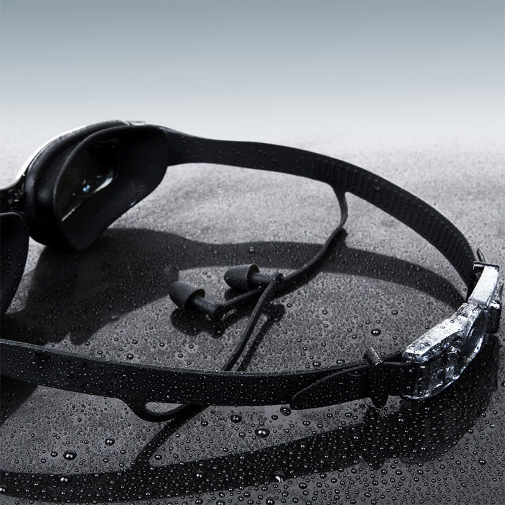 Optifit Adult Swim Goggles for Men and Women with Ear Plugs featuring Anti Fog Lens | Black